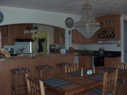 Dining room with custom wine cabinet