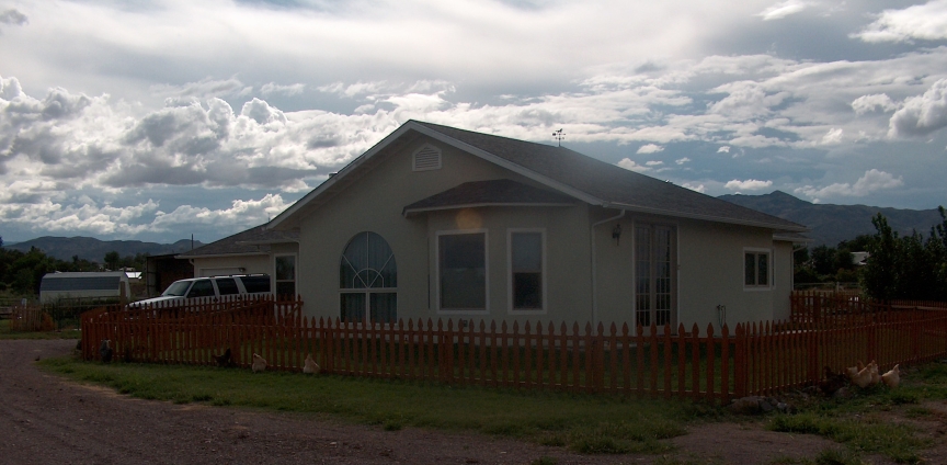 Front view of house facing west